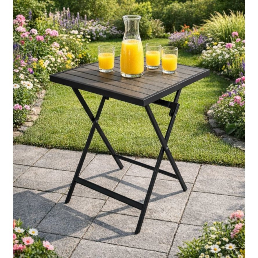 Folding Table 60x60cm, Metal + -look Plastic