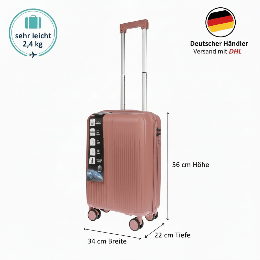 Christian Wippermann Carry-on Cabin Luggage Travel Suitcase, Size M, 4-wheels, Large, 34x56x22 Cm, With Security Lock, . 50 , 2.4 Kg, Lightweight For