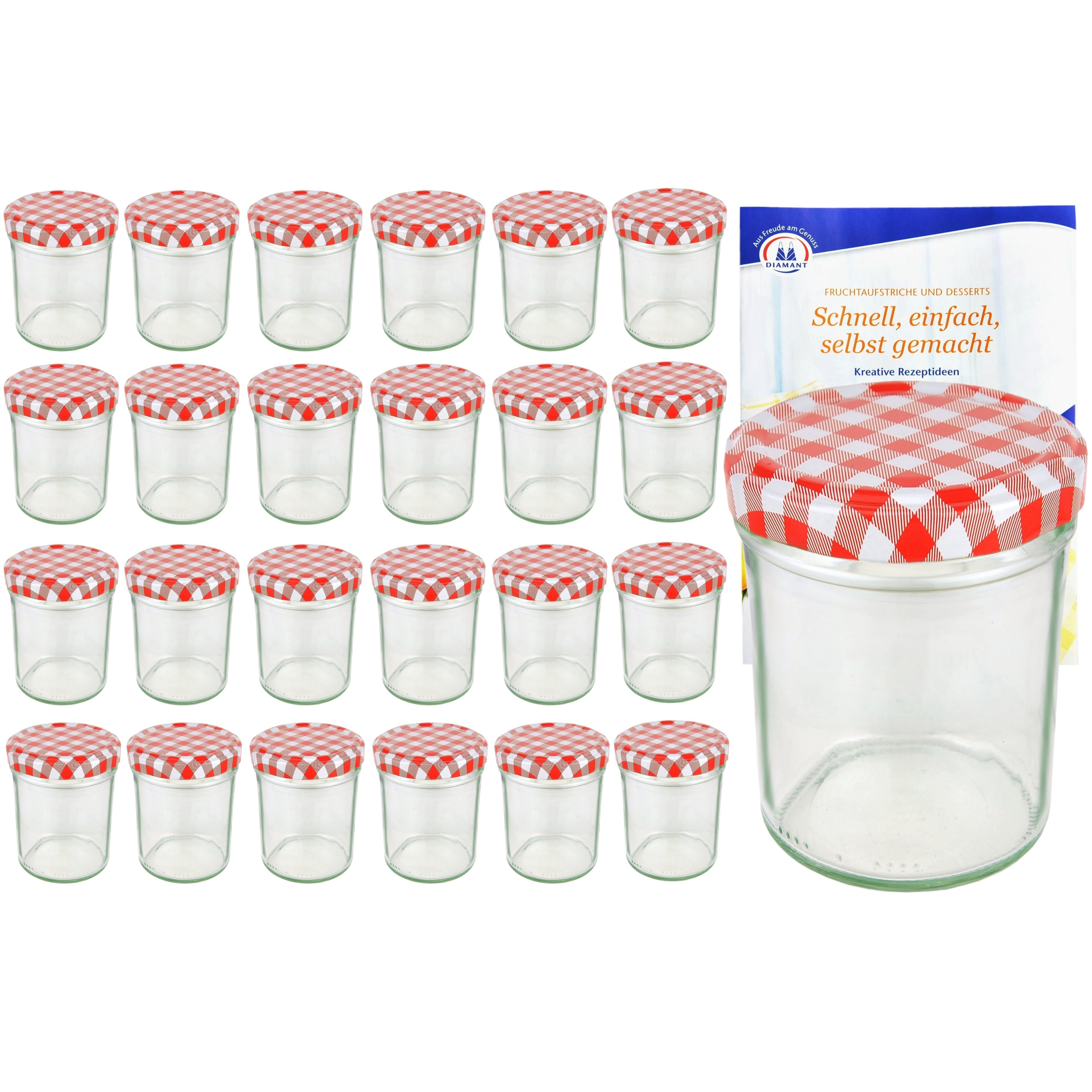 25pcs Set Of Tumblers 230 Ml High With Red Checked Lid To 66 Recipe Book