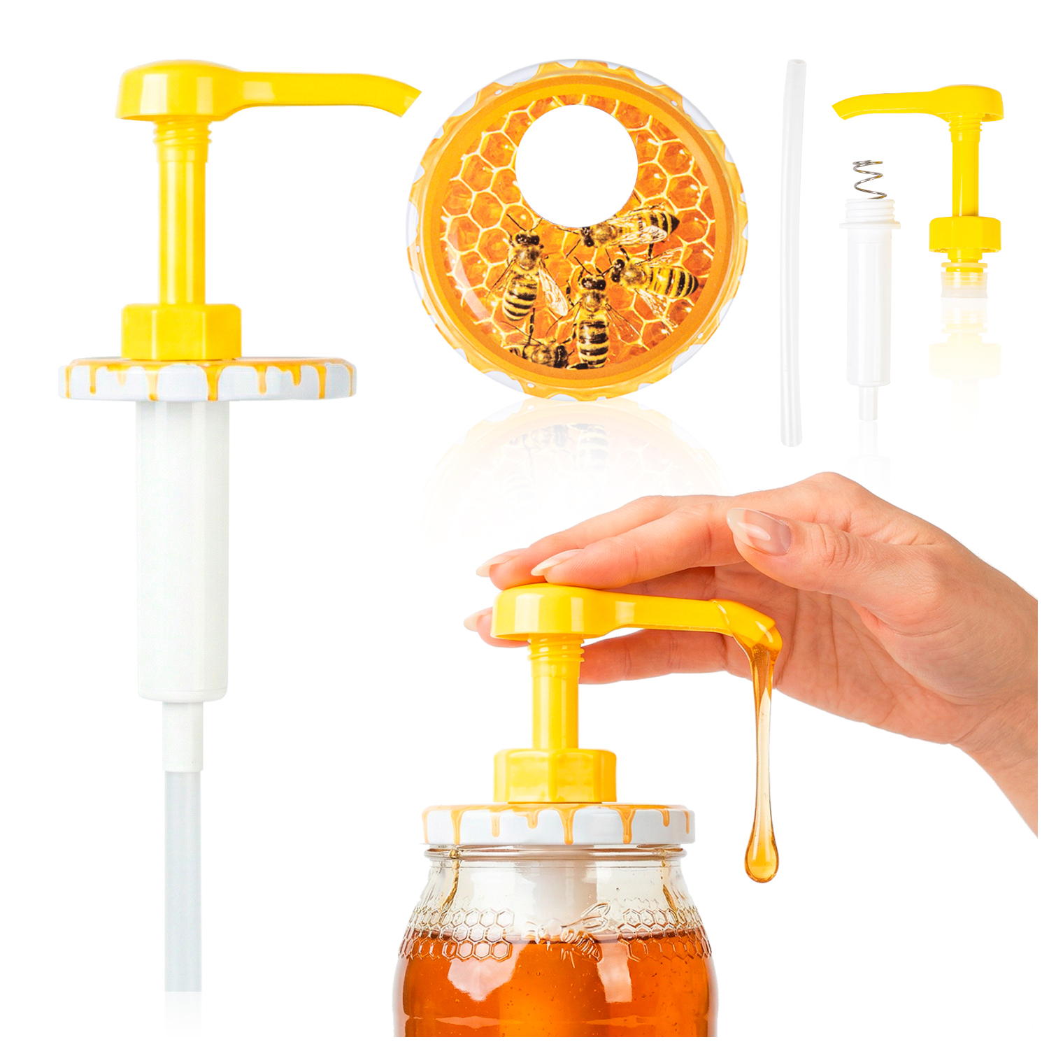 TEMU Pompe avec bouchon à vis de 82 mm pour distributeur d'huile d'arbre à lait, et étanche, facilitant une application confortable de miel ou