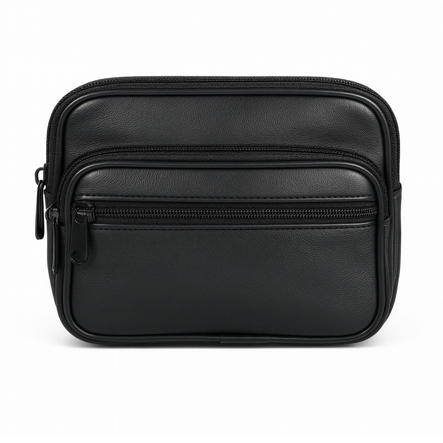 Image of Real Leather Belt Bag Hip Bag Wallet Compact With Belt Loop - For Phone Cards Keys - Leather Purse Black For Women And Men - Sotala