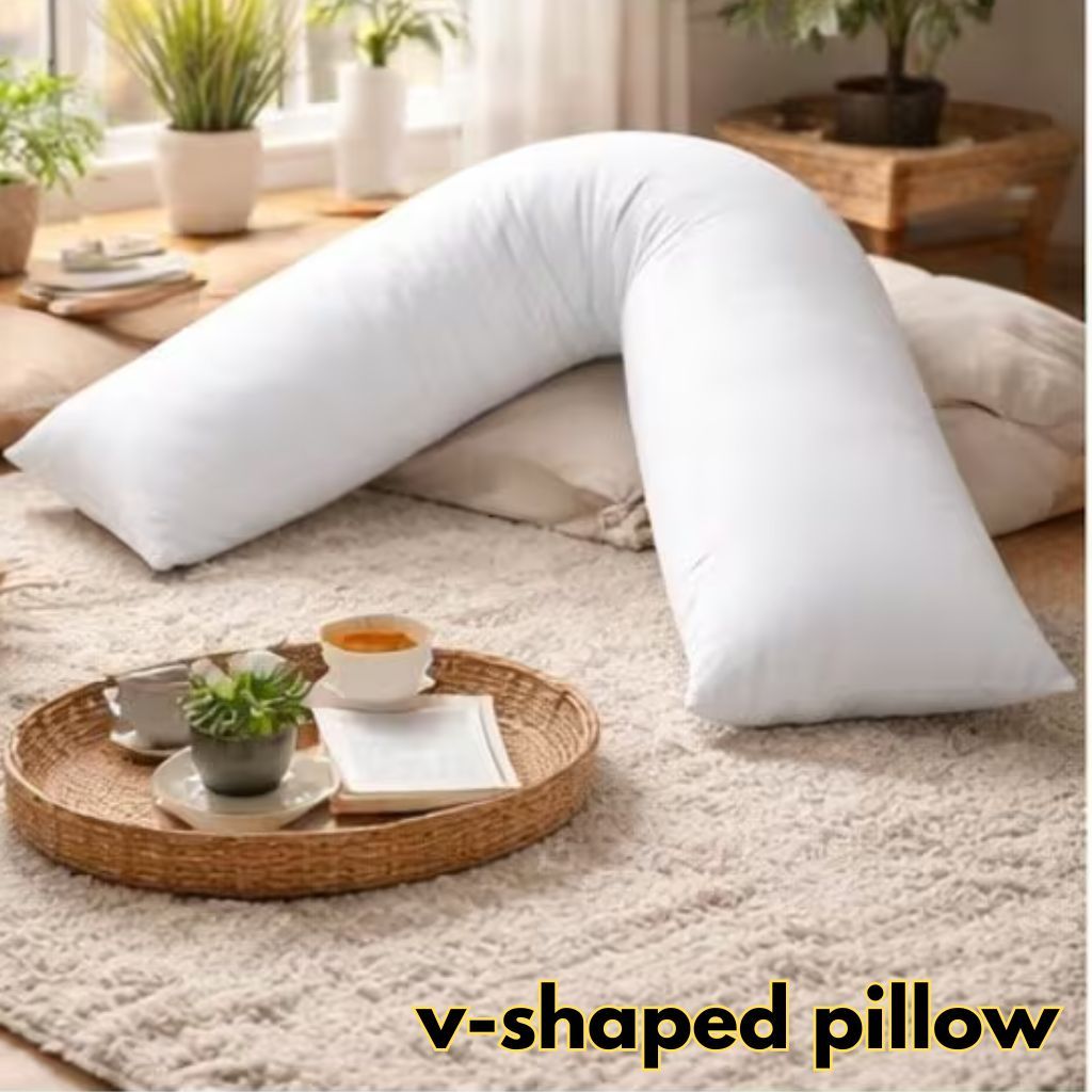 TEMU Large Extra Filled V Shaped Pillow For Adults – Soft Back, Neck & Reading Support Cushion For Bed, Sofa, Sitting Up, Sleeping And Relaxing –