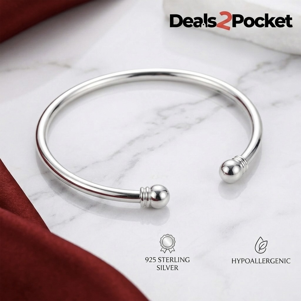 TEMU Elegant S925 Sterling Silver Bangle – Minimalist Jewelry For Women
