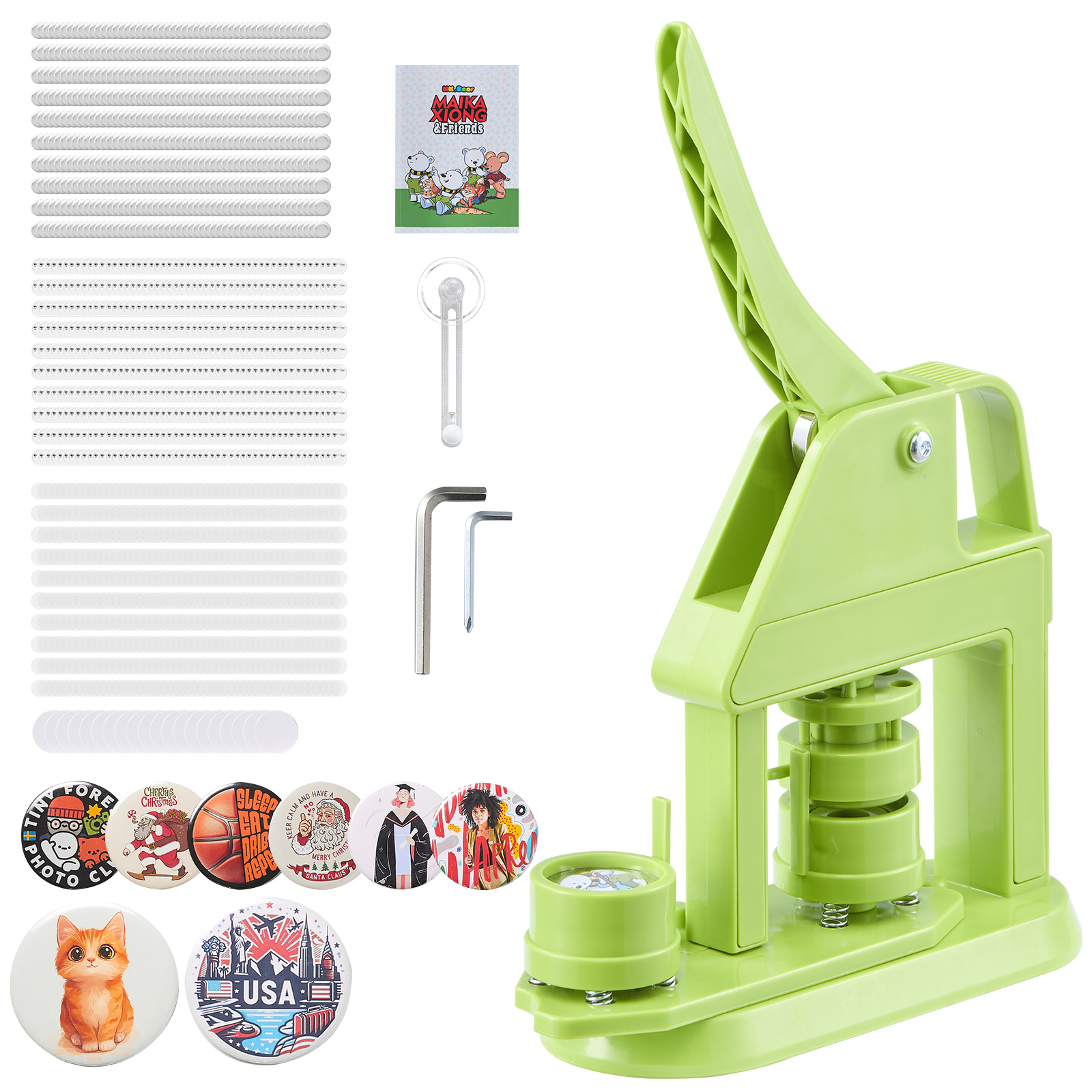 Vevor Button Maker Machine, 1.26 In, Plastic Pin Maker With 500pcs Button Parts, Magic Book, Circle Cutter And Hex Wrenches, Reinforced Ergonomic Handle, For Diy Badges, Personalized Pins