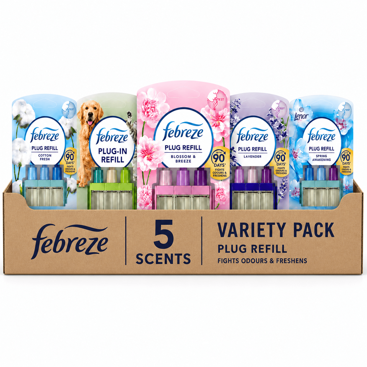 TEMU Febreze Plug Refill 3volution Pack, 5 -in Refills, , & Breeze, Pet, Lavender & , Odours & , Up To 90 Days Each On Low Setting