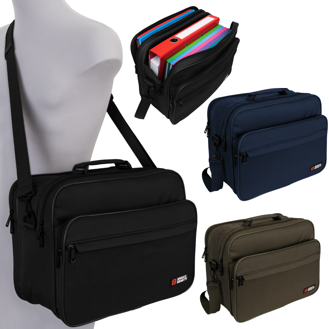 Image of Men's Shoulder Bag Work Bag Messenger Bag Bag 23l - Din A4 Folder Suitable, , With Trolley Holder, Adjustable And Removable Shoulder Strap, Business , 40x29x20 Cm Blue Olive Black.