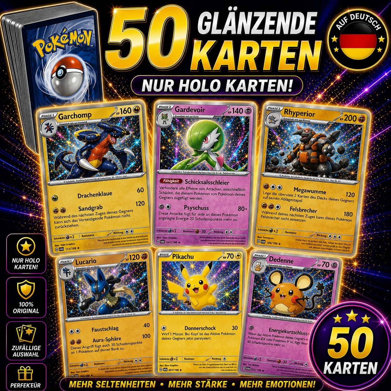 Lot Of 50 100% / Reverse - German Version - 100% - Authentic