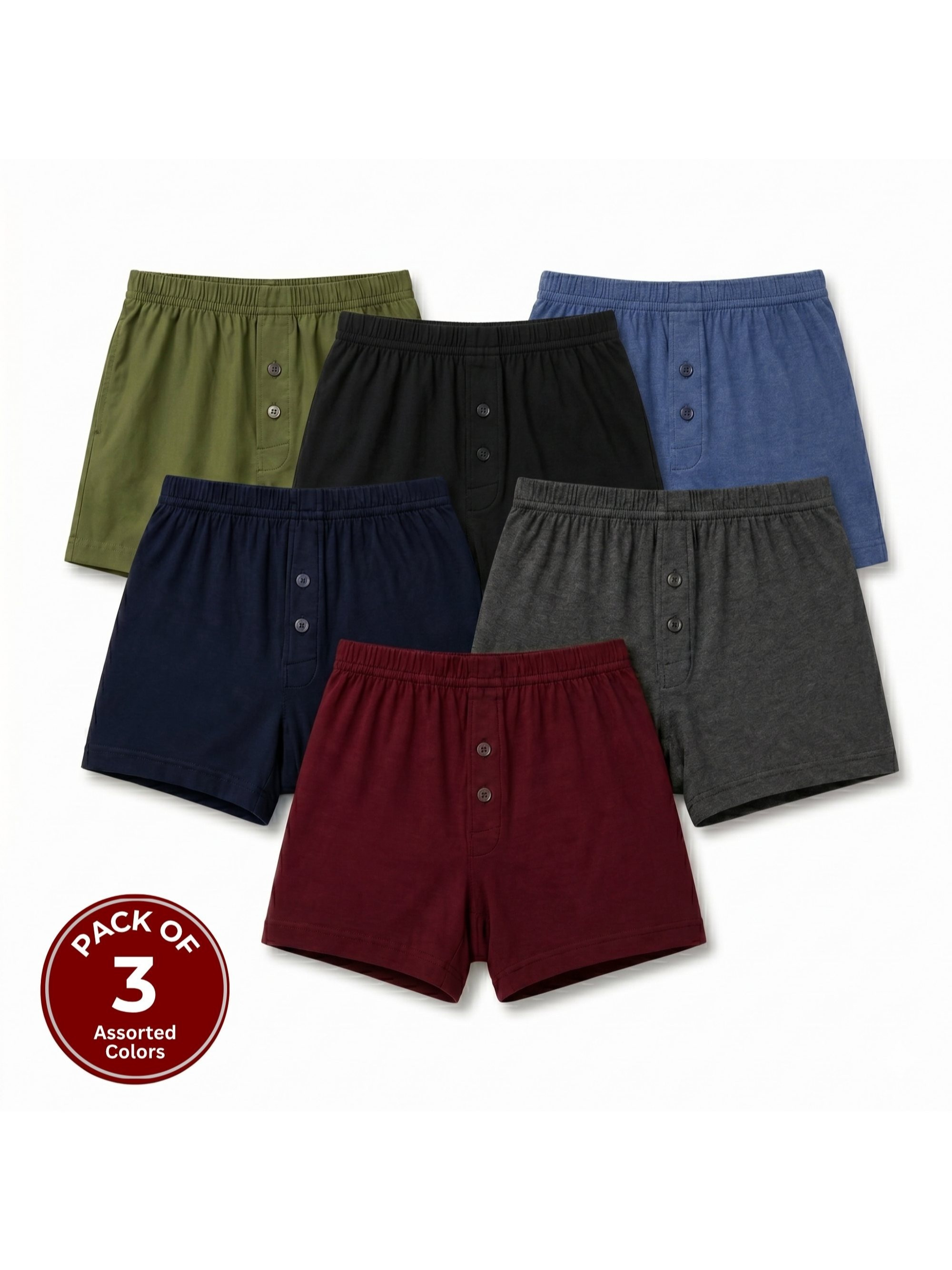 mens classic jersey boxer shorts assorted colours   button fly underwear soft breathable everyday   boxers