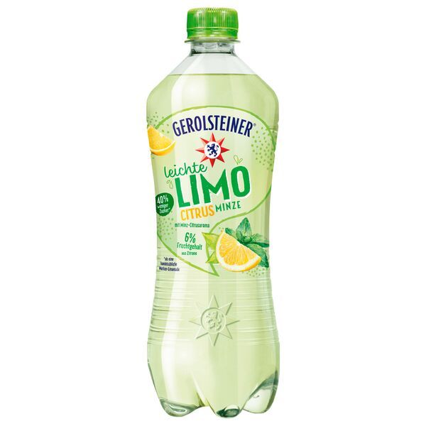 Image of 12 Bottles Gerolsteiner Light Citrus-mint Soda At 750ml Disposable Deposit Pet Bottles With Carbonation