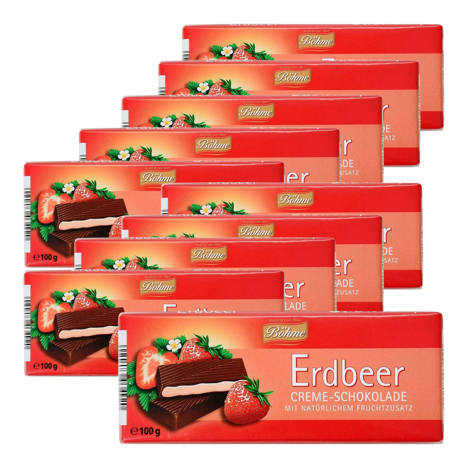 Image of Böhme Strawberry Cream Chocolate 100g (10-pack) | Chocolate With Strawberry Filling | Sweet Tablet Chocolate | Chocolate Snack For Everyday, Break, And Enjoyment