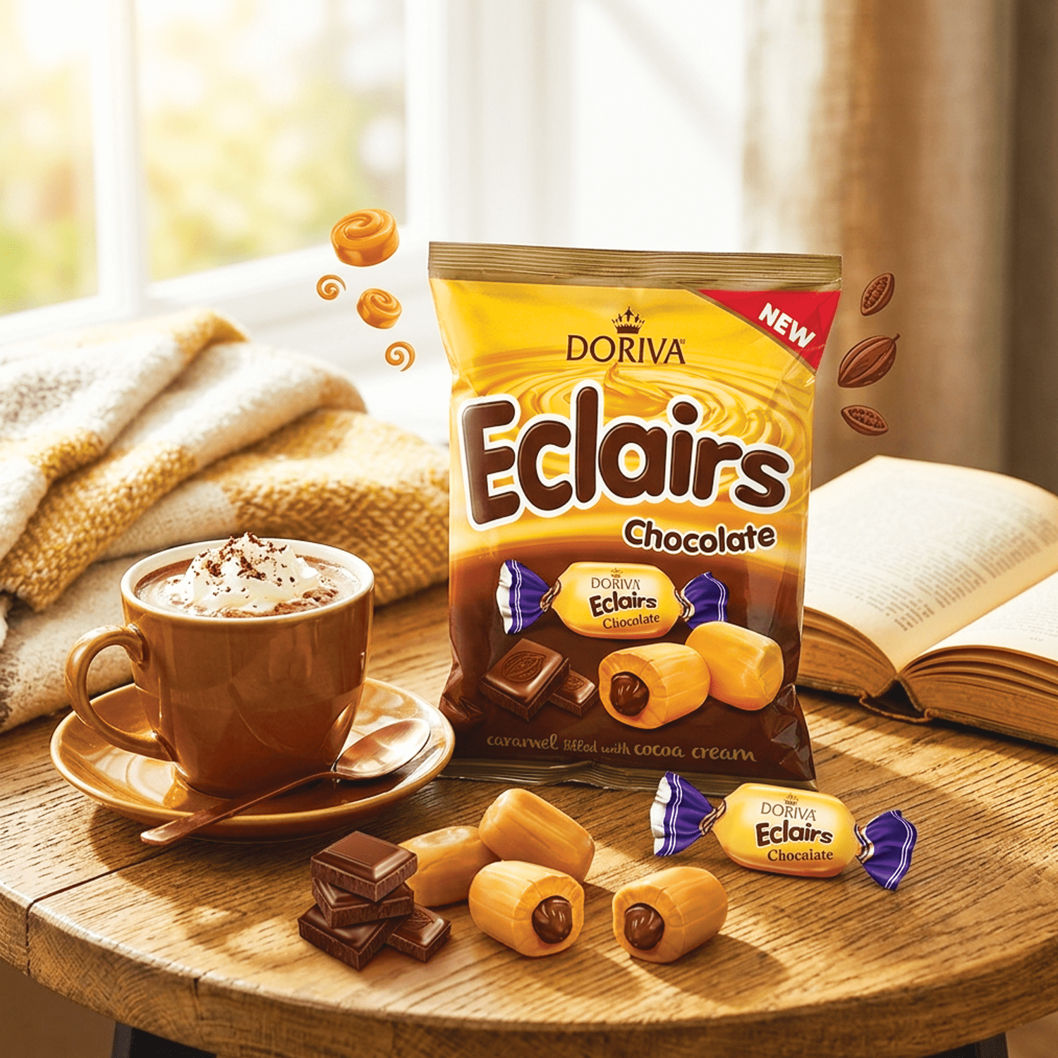 Image of Doriva Eclairs Chocolate 1kg – Soft Caramel Candies With Chocolate Filling
