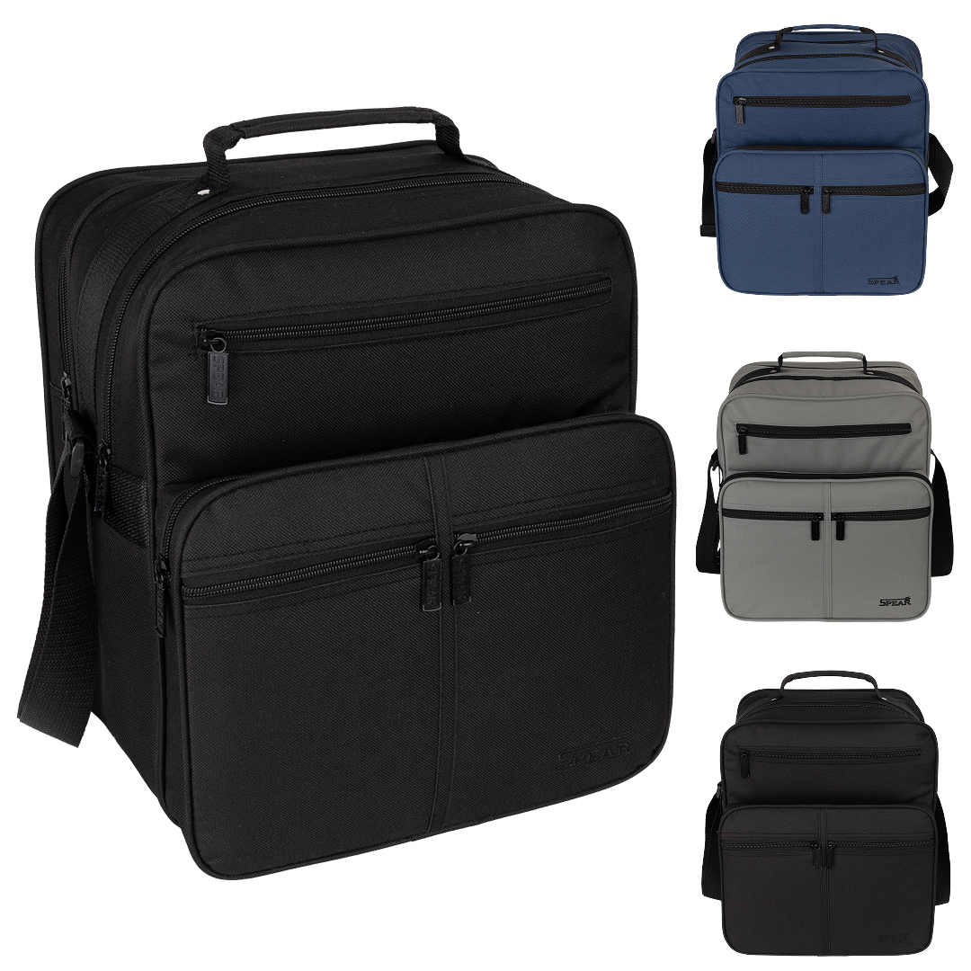 Men's Shoulder Bag Work Bag Messenger Bag 20l - Din A4 Folder Suitable, , Adjustable Shoulder Strap, Back Compartment, Business , 33cm X X Black
