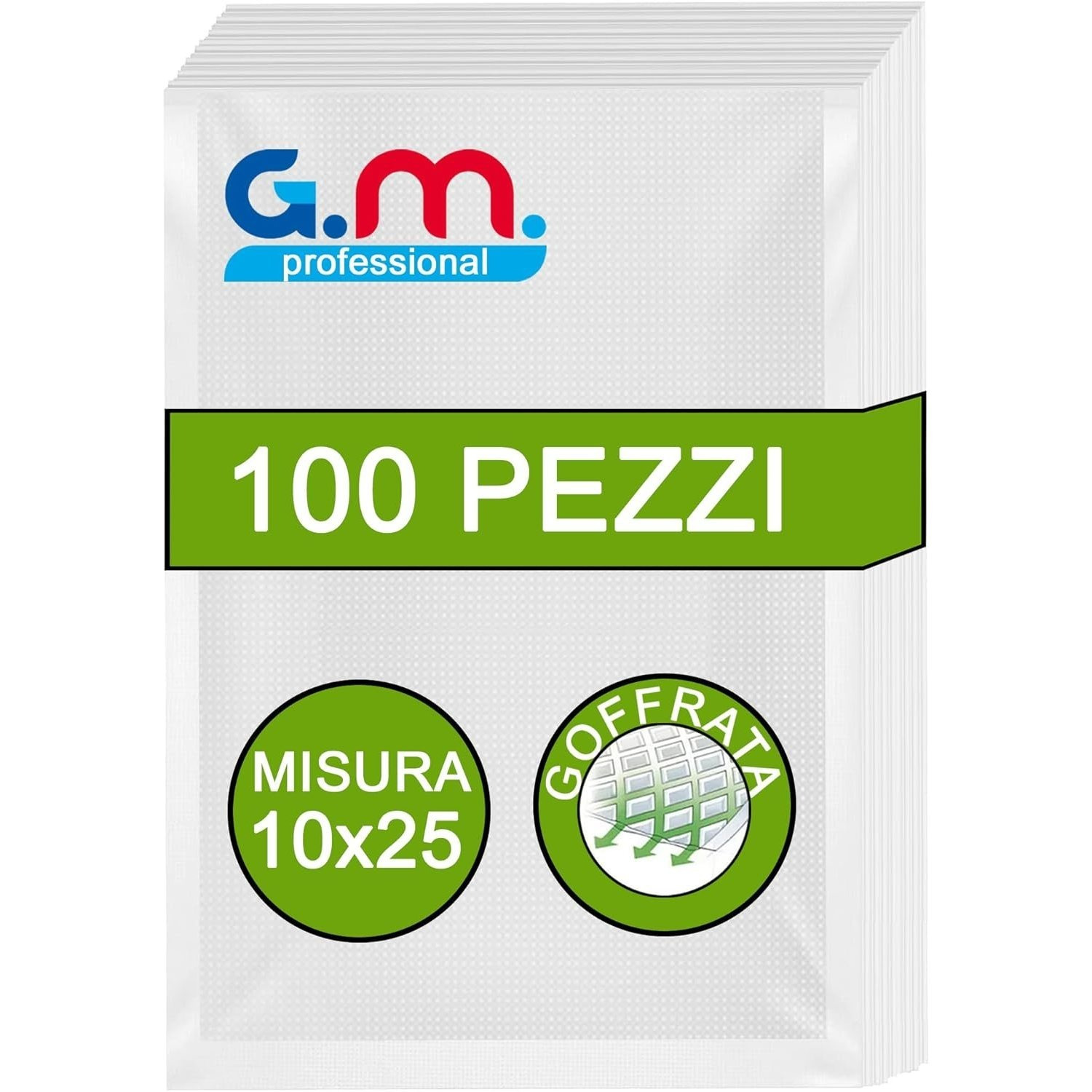 TEMU GM 100 Sacchetti Sottovuoto Alimenti Goffrati per Alimenti 10x25 - Adatti a Tutte le Macchine Sottovuoto - Buste Alimenti per Conservazione e