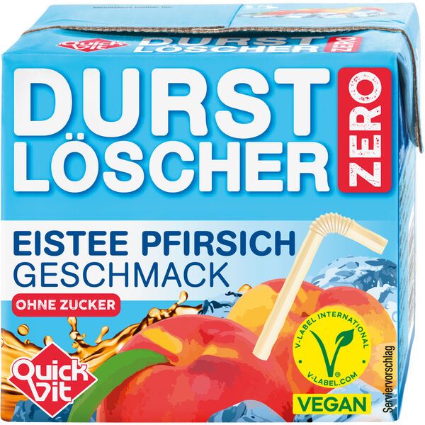 24 Pack Of Durstlöscher, 500ml Iced Tea Peach Flavor 0 Sugar, Quickvit Vegan Refreshment Drink