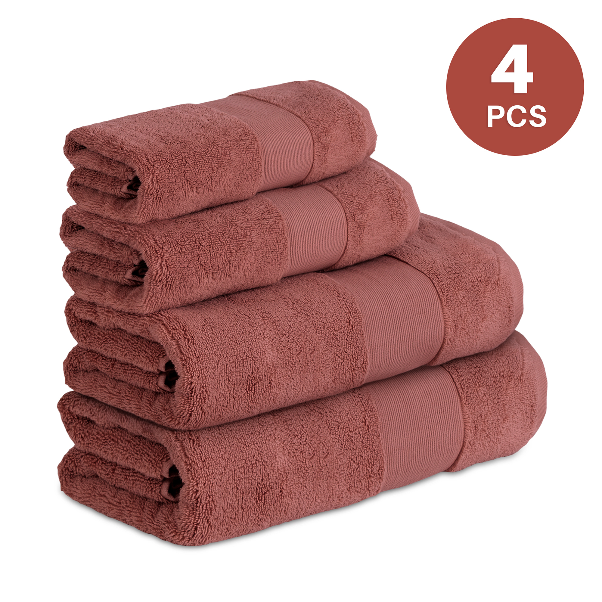 Set Of 4pcs Cotton Towels, 2pcs Towel 50x90cm And 2pcs Bath Towel 70x140cm, Cotton Towels, 580 Gsm, 100%, Ultra Soft