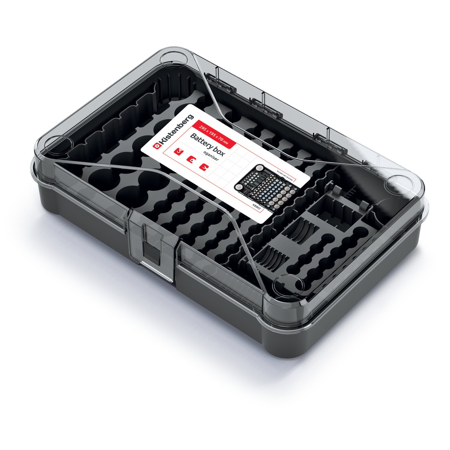 Aa/aaa Battery Organizer Box With 115 Slots, Kistenberg Kbb03