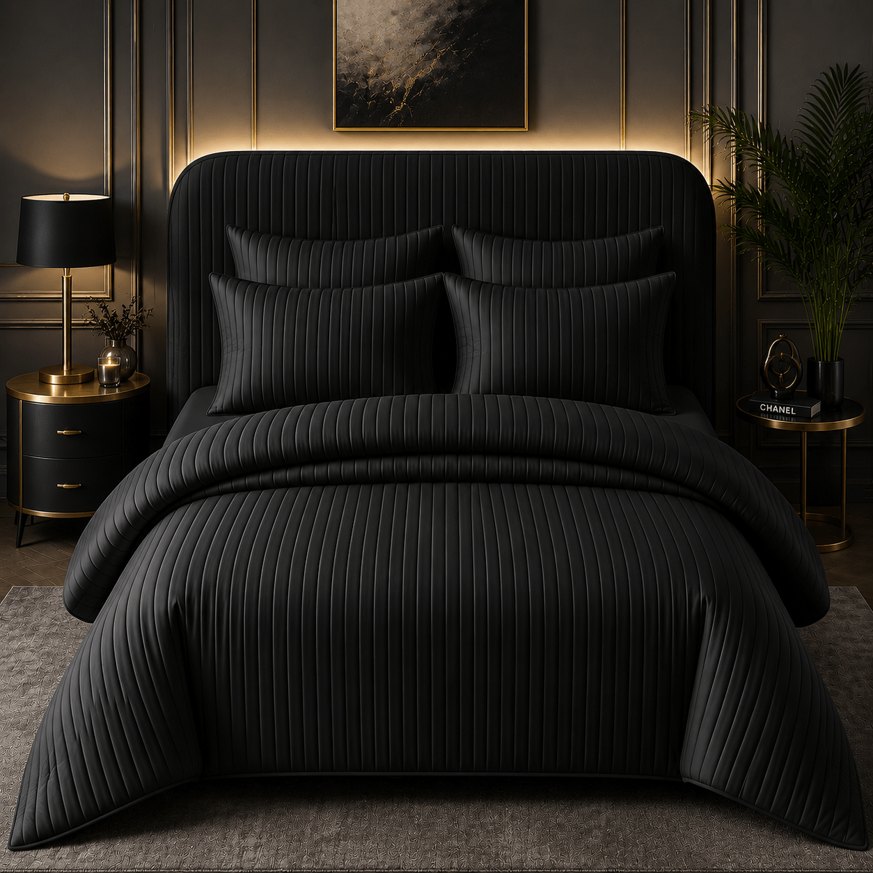 TEMU 4pcs Set Of Reversible Striped Duvet Cover Set For (1 Duvet Cover + 2 Pillowcases + 1 Bed Sheet, No Pillows, ), Bedding, Soft And Breathable And