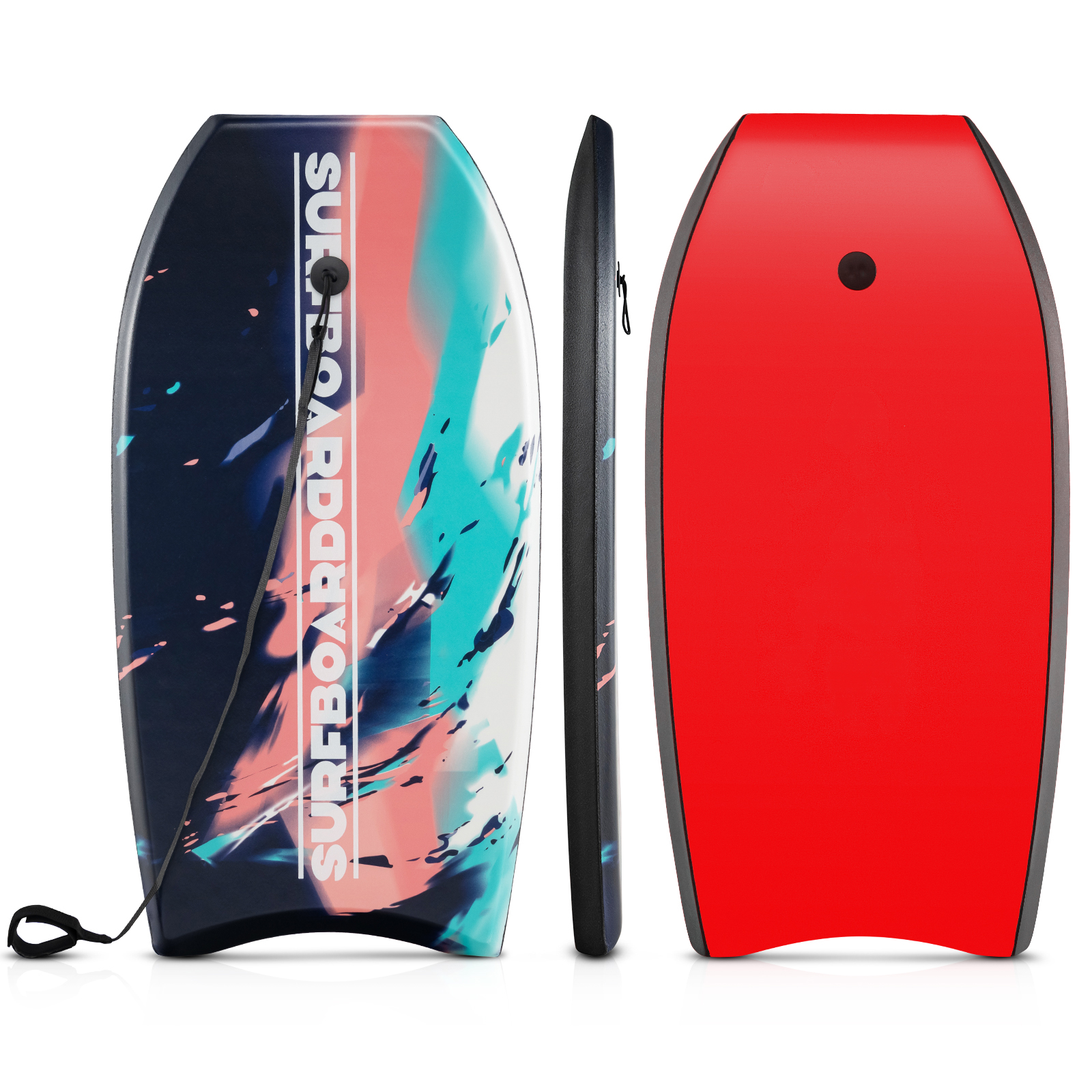 Image of 41" Surfing Board, Body Board Xpe Deck, Eps Foam Core, Crescent Tail, Dual Channel, Wrist Leash For Skill Levels, Lightweight Bodyboard For Beach, Sea And Pool