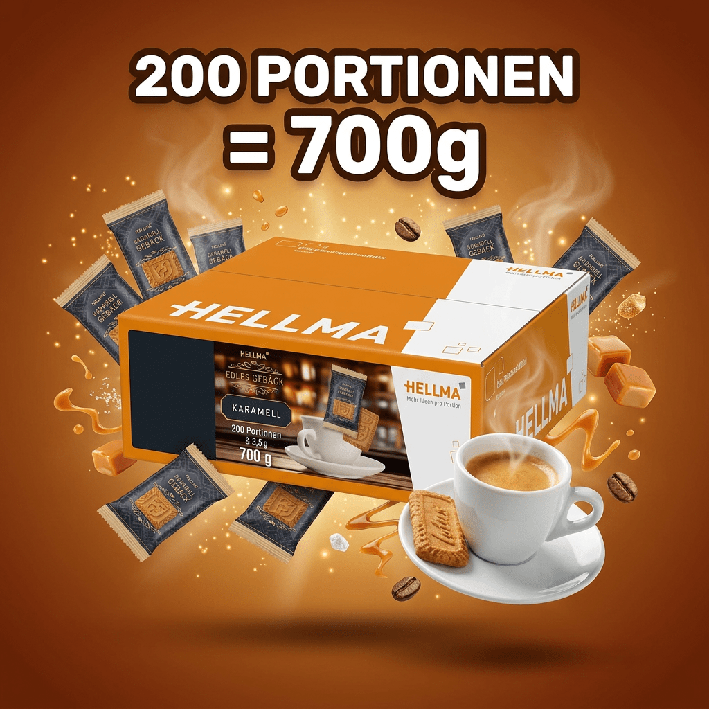 Hellma Premium Caramel Pastries – 200 Pieces = 700g – Caramel Catering Box For Gastronomy