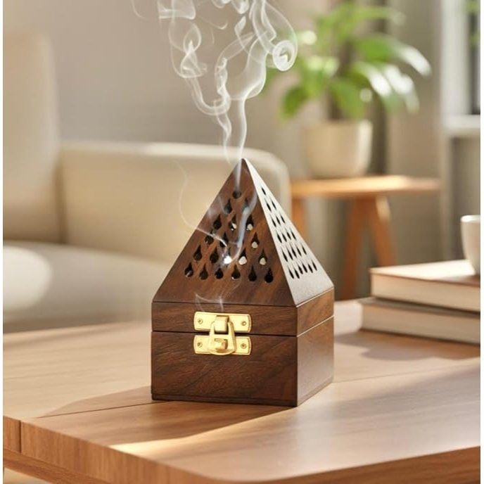 TEMU Soporte de madera para de incienso con forma de | Soporte de madera de con recogedor de cenizas para oficina en casa | Soporte para varillas de