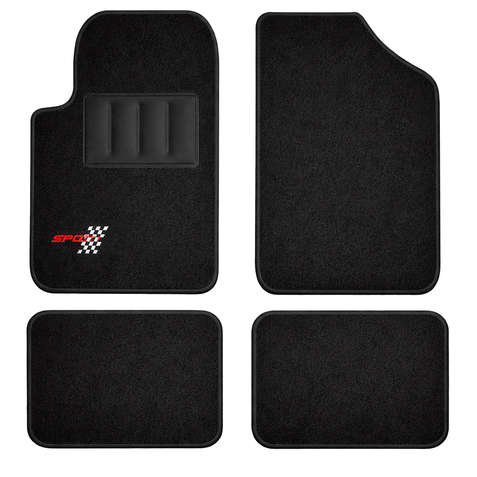 TEMU Juego de 4 alfombrillas universales para coche, SUV y furgoneta, estilo deportivo, negras, antideslizantes, lavables con agua, protección