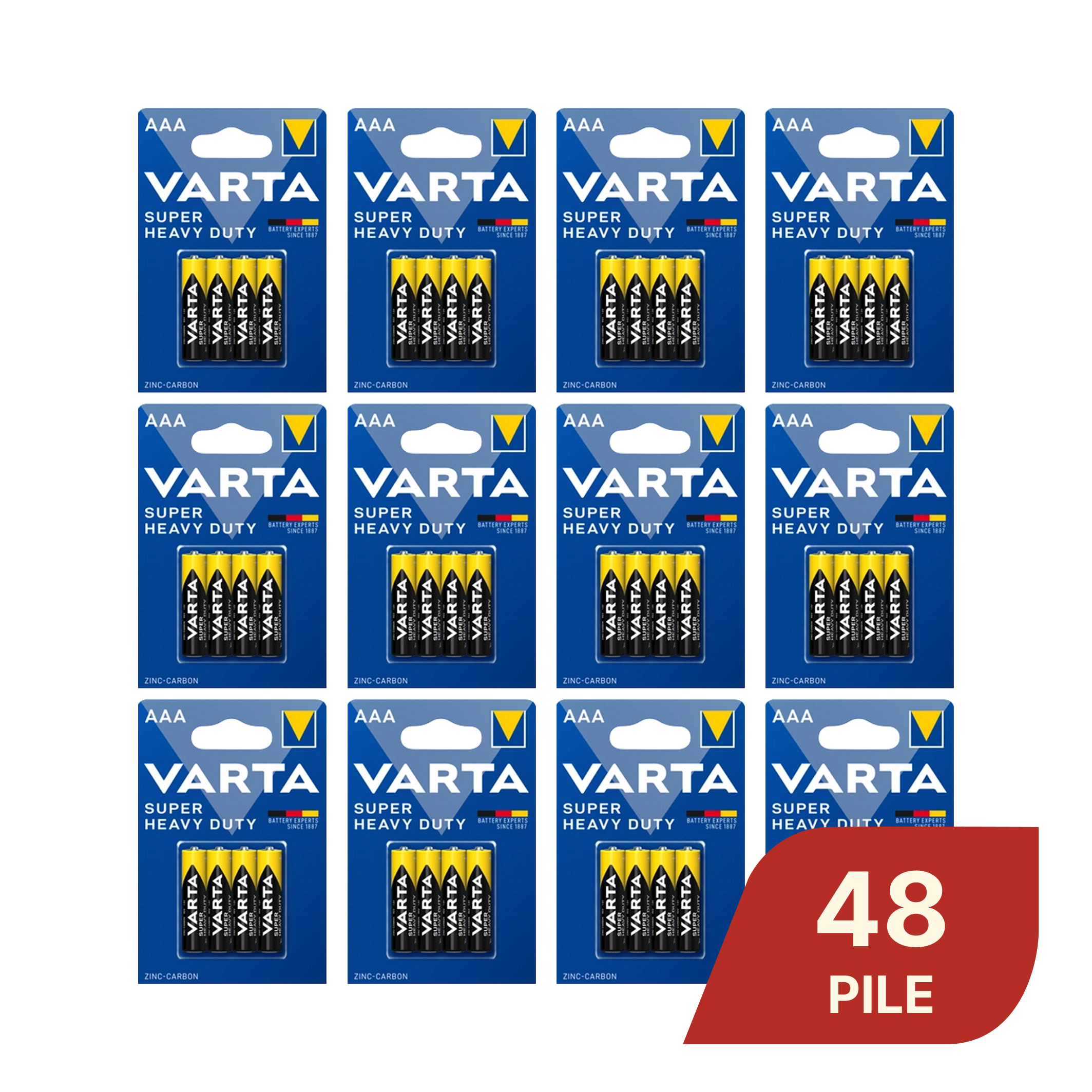 TEMU Boîte de 12 pochettes de 4 piles AAA VARTA Duty - 1.5V R03 pour télécommandes et montres