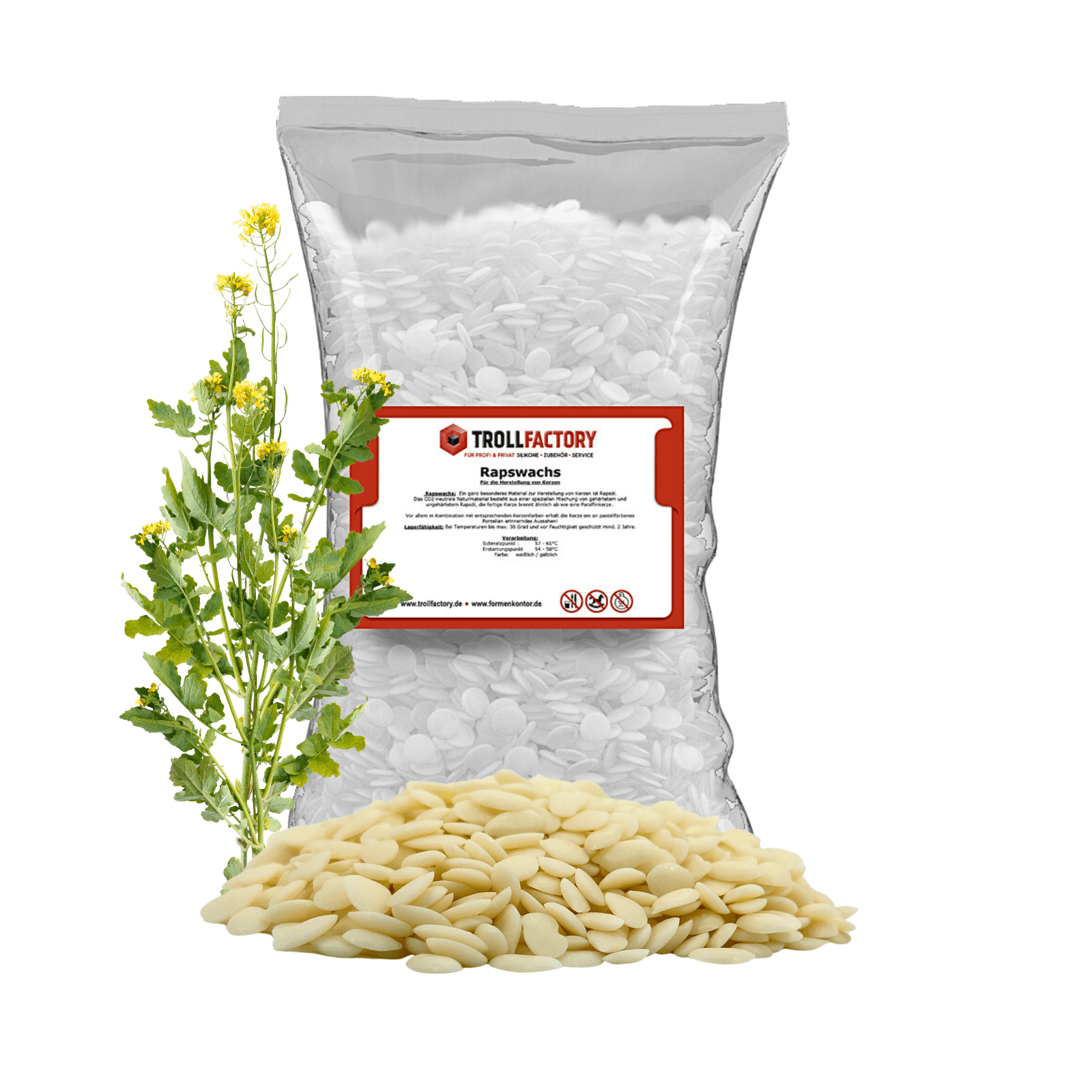 Image of Tfc Rapeseed Wax - Premium Candle Wax For Pouring And Shaping - Ideal For Scented Candles And Diy Candle Sets -- Top Wax Pellets