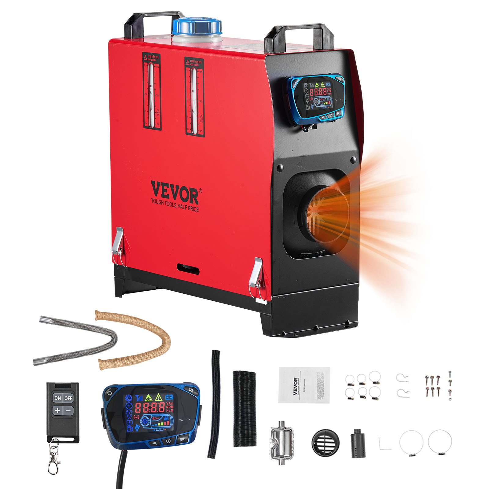 TEMU Riscaldatore ad Aria Diesel, 8 kW DC12-24V, Riscaldatore Diesel a Riscaldamento con Interruttore LCD Blu, Bassa Rumorosit�, Funzione di