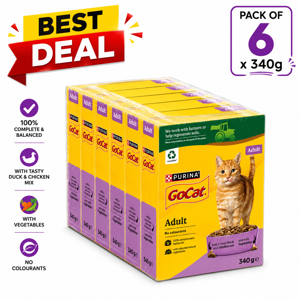 TEMU Go-cat Chicken And Duck With Vegetables Food Pack Of 6 X 340g