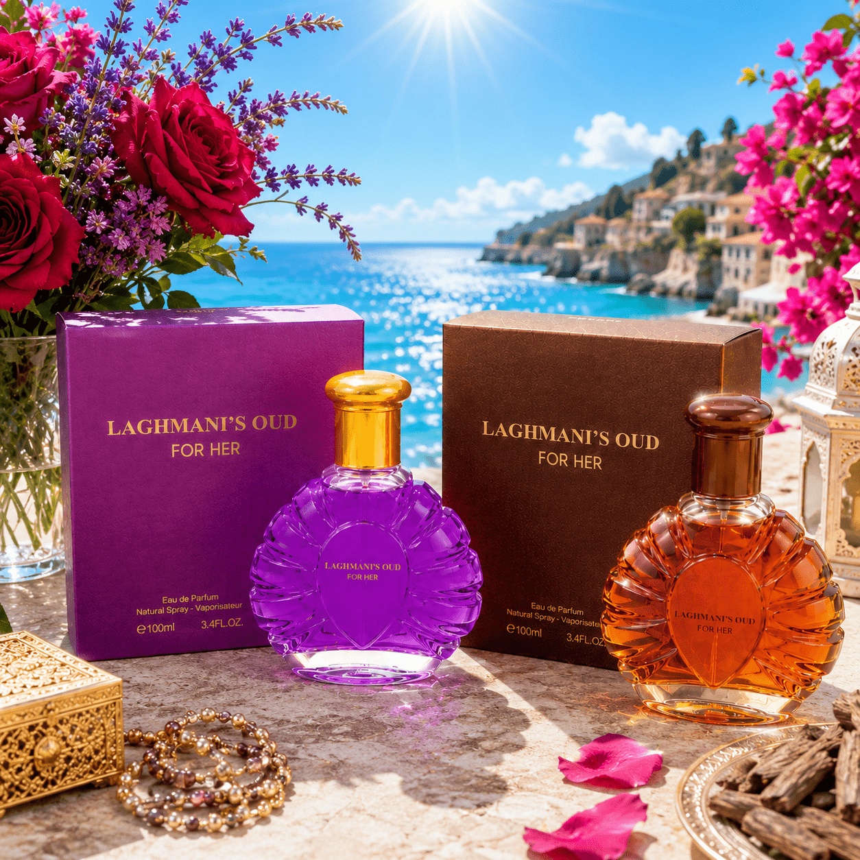 TEMU Perfume For Ladies – 's Oud For Her Purple And Oud For Her Brown Pour Femme Duo 100ml X 2 Edp Elegant Floral Blend Designed As A Perfume For
