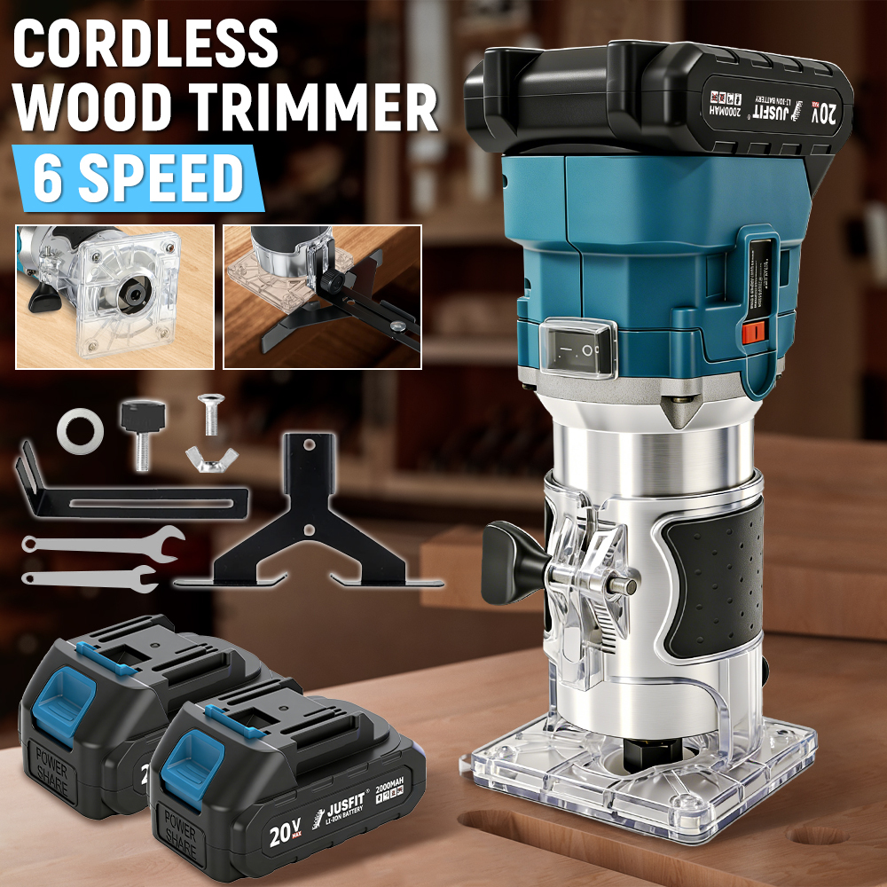 TEMU Brushless Cordless Wood Router Trimmer, 6-speed Adjustable Palm Router, Compact Woodworking Tool With 2 Large Capacity Rechargeble Batteries,