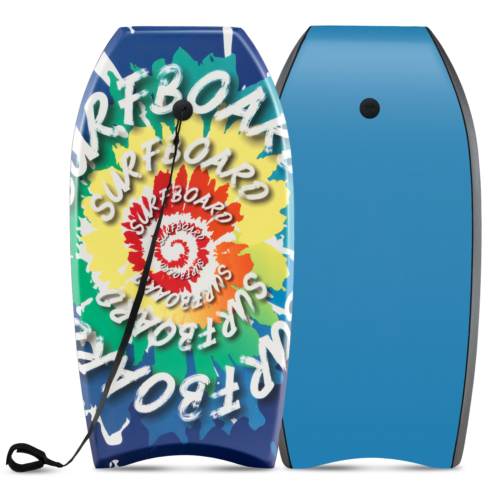 Image of 33" Surfing Board, Body Board Xpe Deck, Eps Foam Core, Crescent Tail, Dual Channel, Wrist Leash For Skill Levels, Lightweight Bodyboard For Beach, Sea And Pool