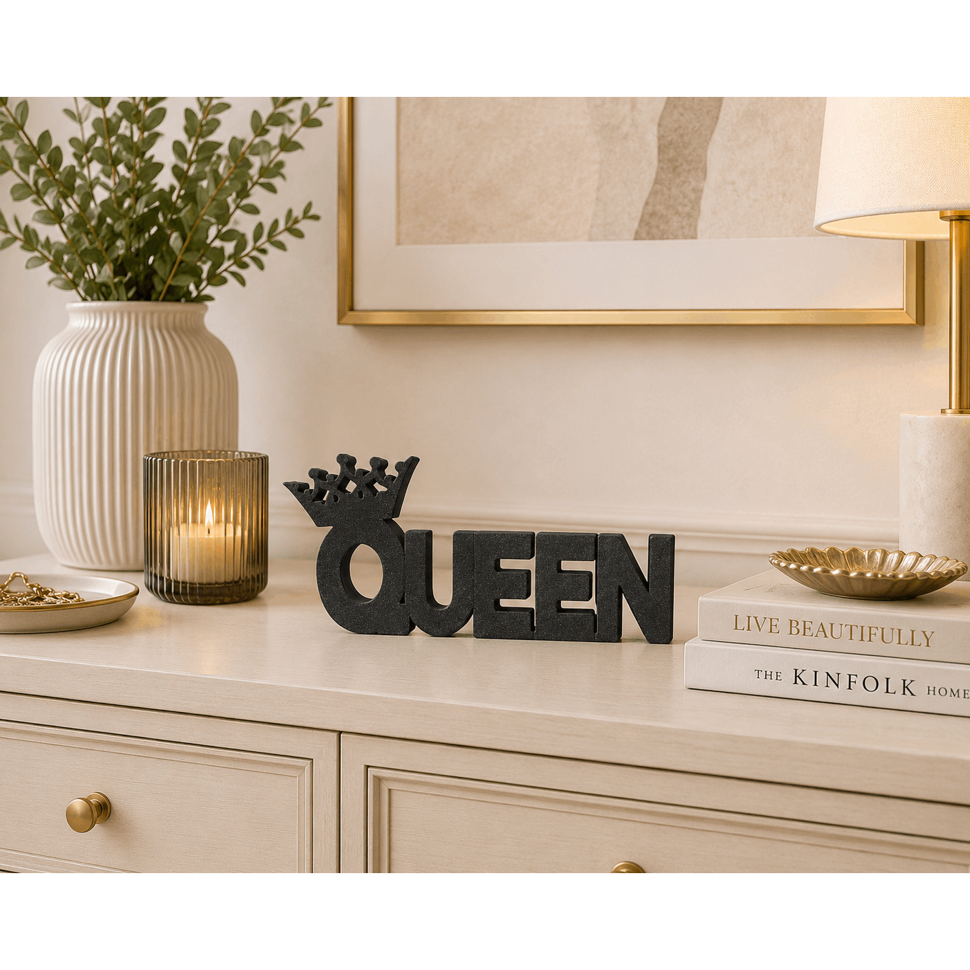 Image of Decorative Stand "king" & "queen" – Stylish Couple Decor With Crown For Display