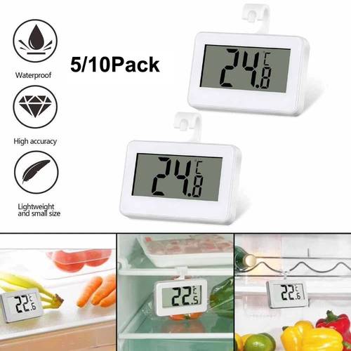 waterproof digital lcd fridge thermometer for refrigerator freezer high temperature monitor with large display hanging hook stand