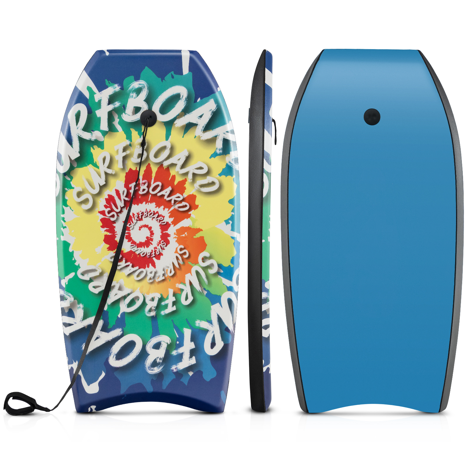 37" Surfing Board, 94cm Body Board, Xpe Deck, Eps Foam Core, Crescent Tail, Dual Channel And Wrist Leash For Skill Levels