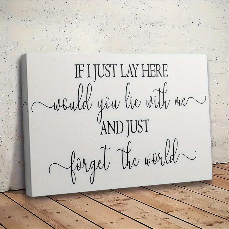 TEMU 1pcs 2d Flat Framed Canvas Oil Painting & I Could Lie Here> Romantic Quote Wall Art - Wall-mounted Home Decoration, Suitable For Bedroom,