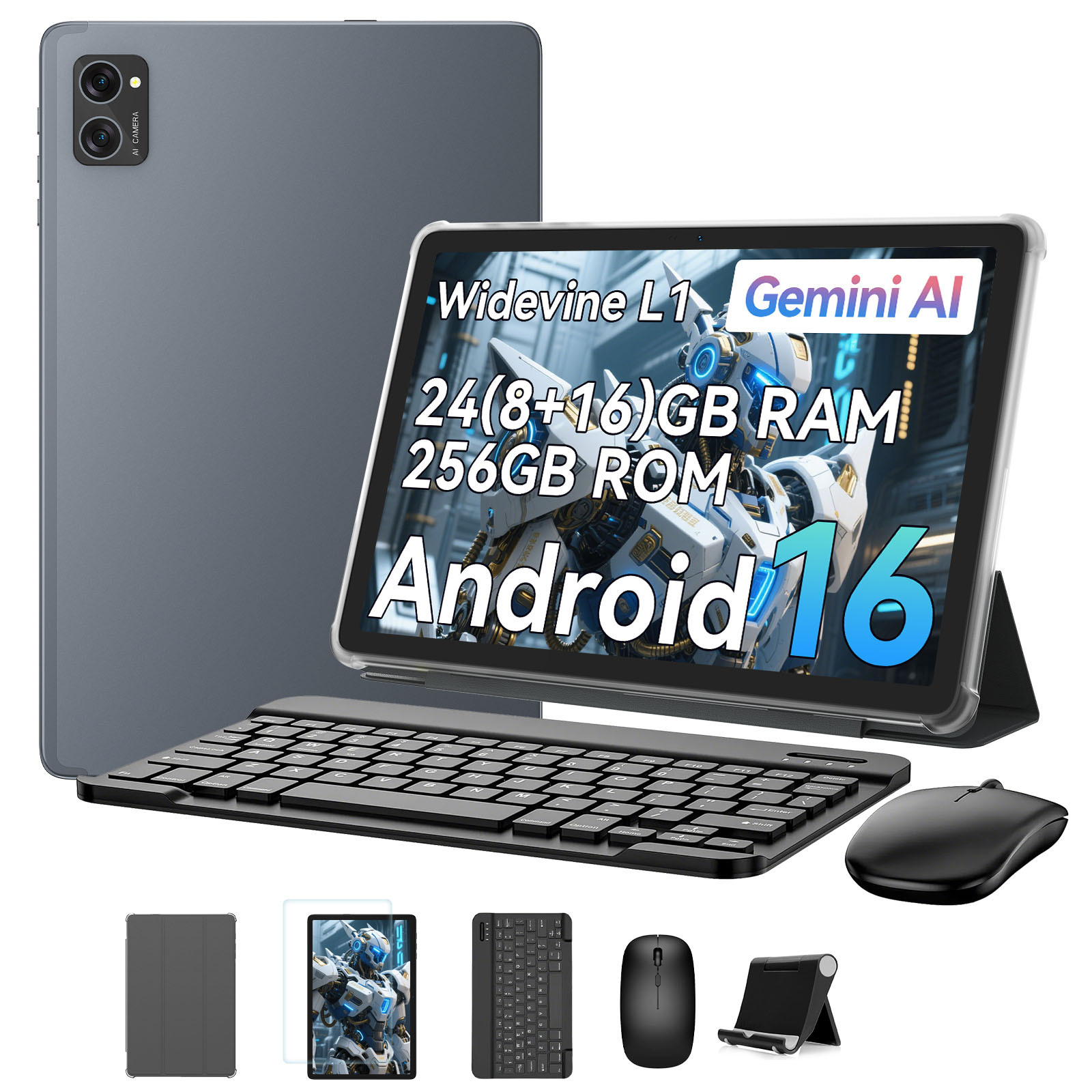 Image of Tablet With Keyboard 16 - Ai, 24 (8+16)gb + 256gb Rom (2tb Tf Expansion), 5g Wifi, Bluetooth 5.0, Dual Camera