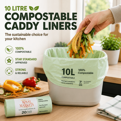 caddy liners 10 litre food waste bags for kitchen compost bins recycling household waste disposal