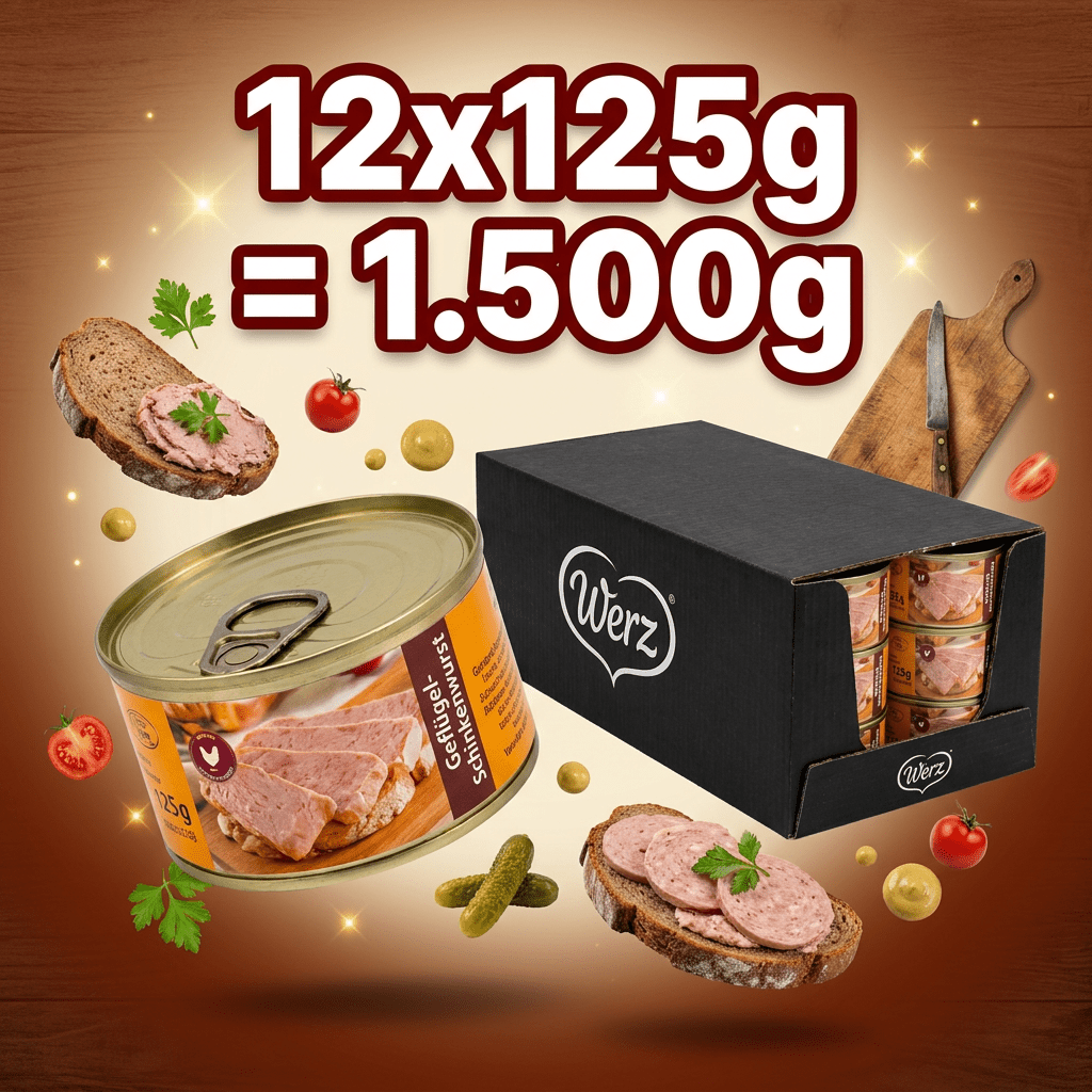 Image of Mixed Poultry-ham Sausage - 12x 125g = 1.5kg - Chicken Turkey Sausage Can Bread Spread
