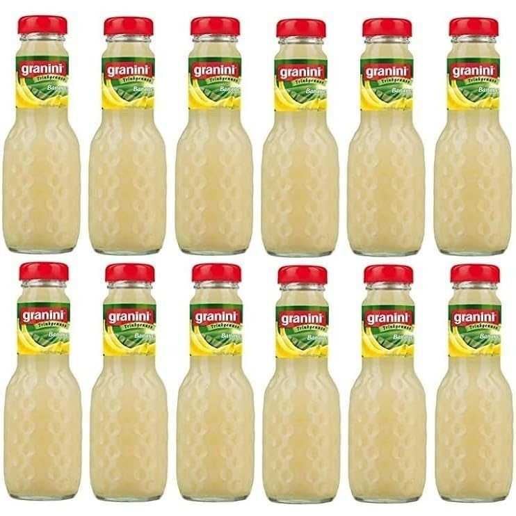 Image of 12 Bottles Of Granini Banana Juice, 200 Ml Each, Including Refillable Deposit Glass Bottles