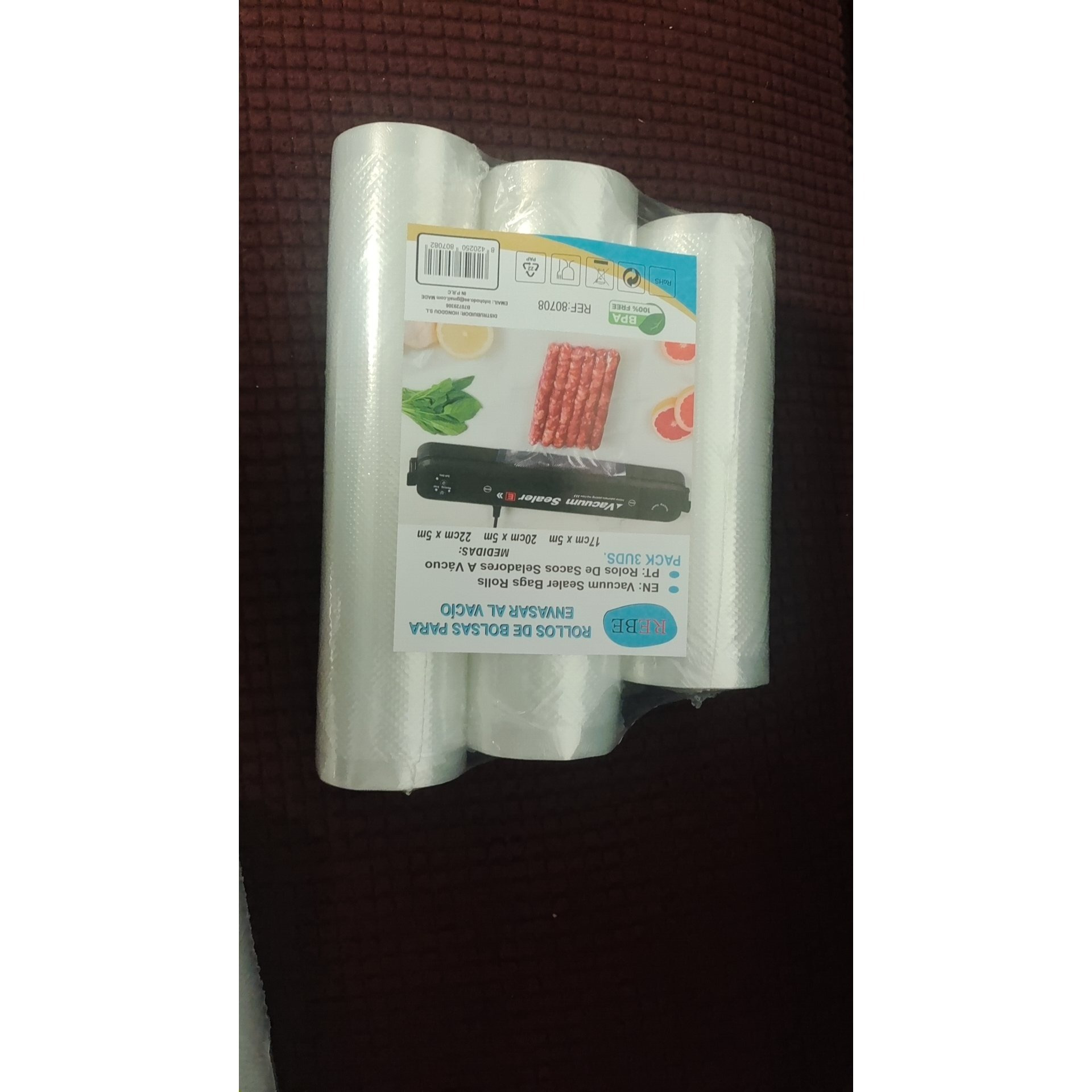 TEMU Juego Rollos de2x28cmx500cm / (25+28) x500cm /(17+20+22) x500cm en Bolsas Para Envasar al Vacío | Para Envasadora al Vacío