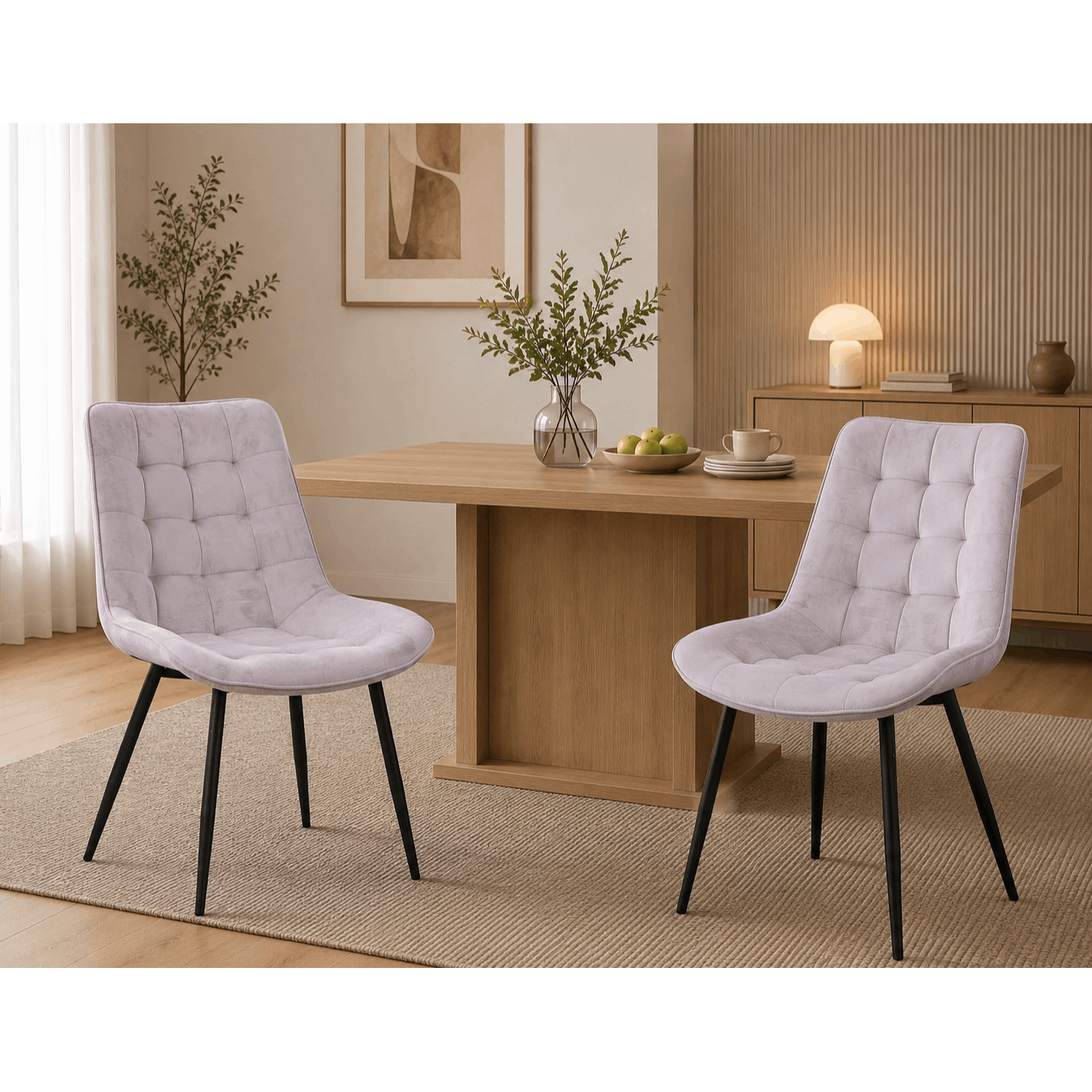 Image of Dining Room Chairs 2pcs Set - Velvet Upholstered Chair With Backrest & Metal Legs, Loadable Up To 120kg, Modern Kitchen Chairs Dining Table Chairs For Dining Room, Living Room, Kitchen