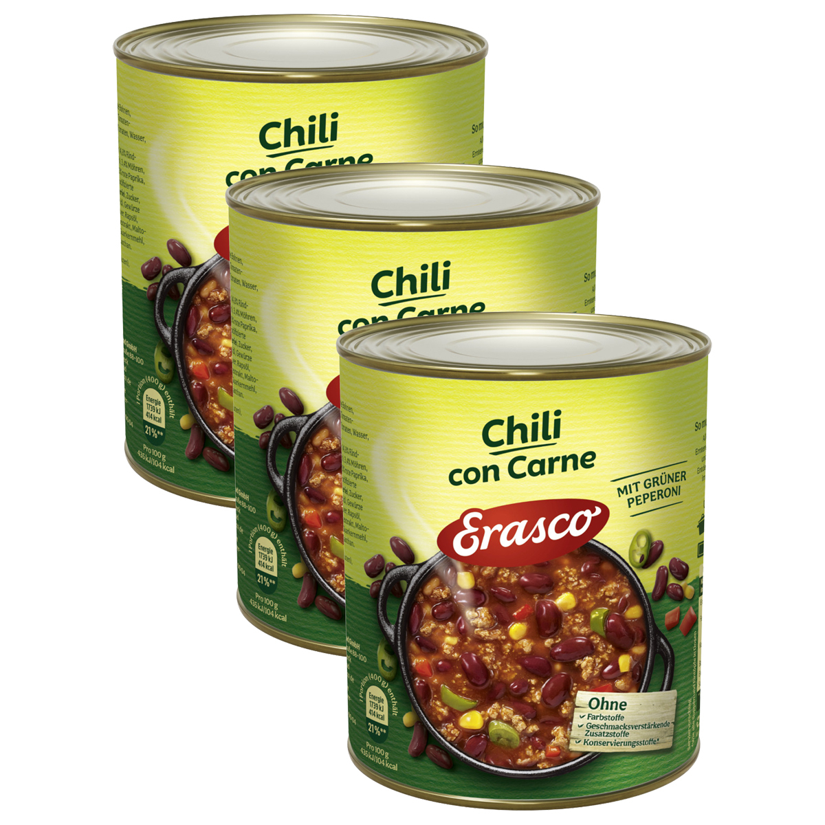 Image of Erasco Chili Con Carne With Green Peppers, 800g Pack, 3-pack