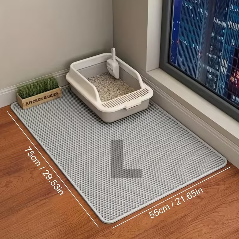 TEMU Large Two-tier Litter Box Mat For Cats, Splash And Leak Resistant, Eva Material, Prevents Litter Spillage, Non-slip, Washable, Odor Resistant,