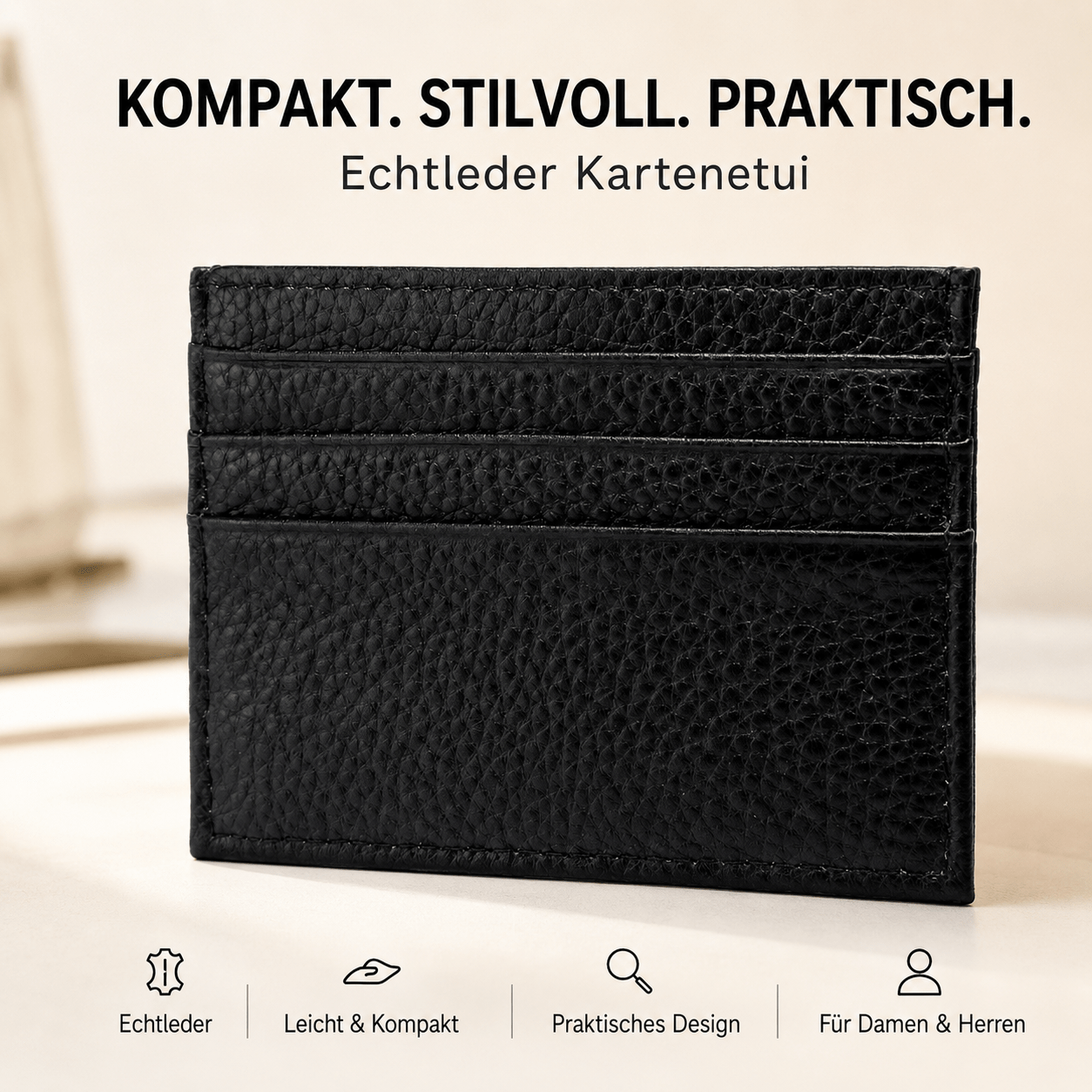 Card Holder Made Of Genuine Leather, Elegant Design With Clear Arrangement, Colors