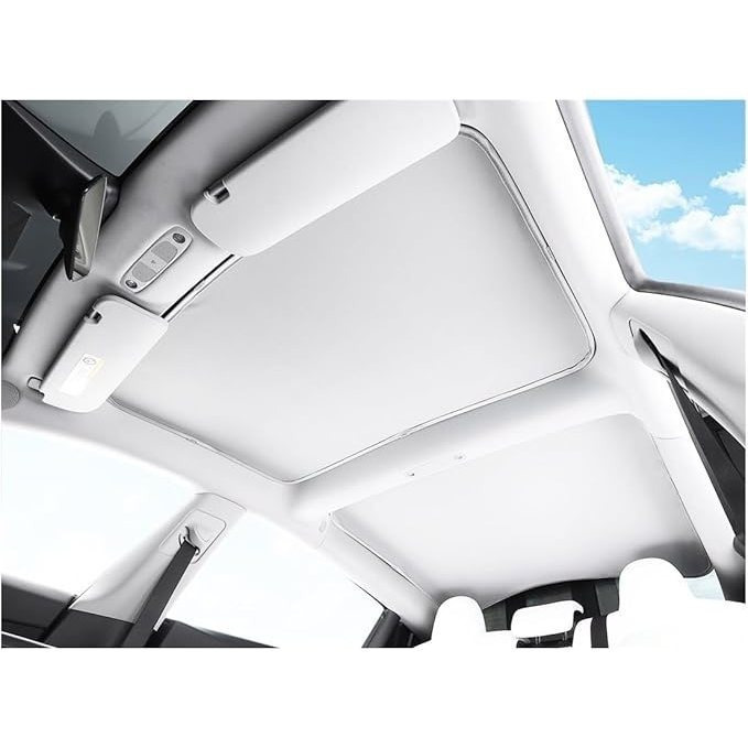 TEMU Parasol Techo para Tesla /3 2018-2024 2025 2026 Highland, Aislamiento de Ventana de Techo los Rayos UV y Mantener la Refrigeración, Beige/Negro
