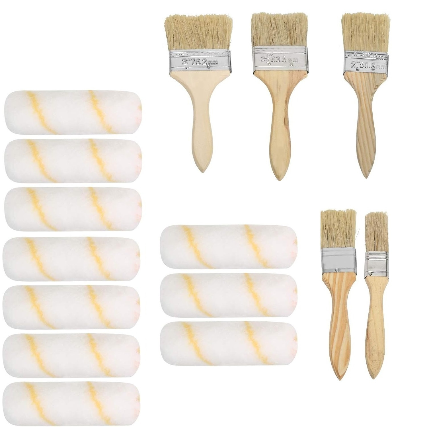 Paint Roller Set With Brushes & 10 Roller Covers - Complete Painting Supplies For Renovation And Craft Projects - Printmaking Supplies