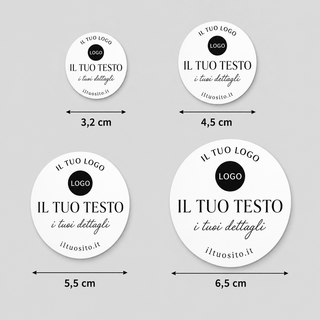 TEMU Set di 100 Adesivi Personalizzati -- Misure 3,2 cm - 4,5 cm - 5,5 cm - 6,5 cm -- Adesivi Super Resistenti e Qualit� per Feste, Compleanni, ed