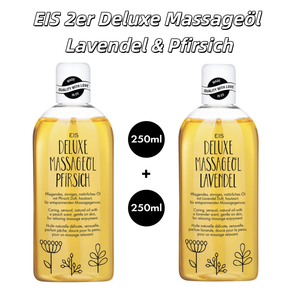 Image of Massage Oil Set 2 X 250 Ml – Lavender & Peach Massage Oil For Back, Leg, And Full Body Massage – Skin-friendly Formula With Soy & Castor Oil – Wellness & Relaxation For Couples