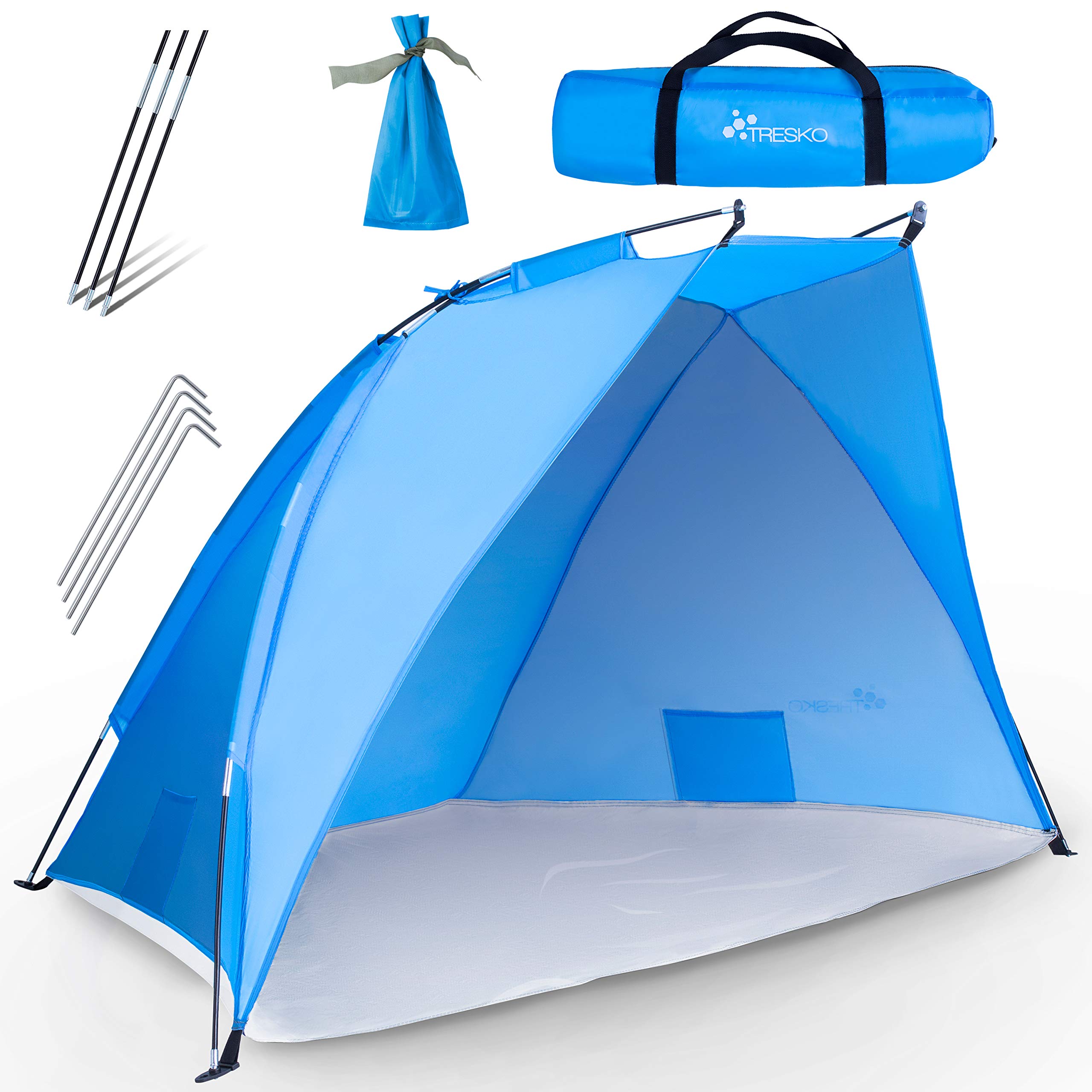 Tresko® Beach Shell . Carry Bag Uv Protection 50+ | Pop-up Beach Tent Easy Setup & Compact Packing Size | Beach Sun Protection & Wind Protection Waterproof Breathable